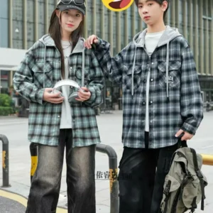 Сорочка на кнопках з трикотажним капюшоном unisex — фото 1